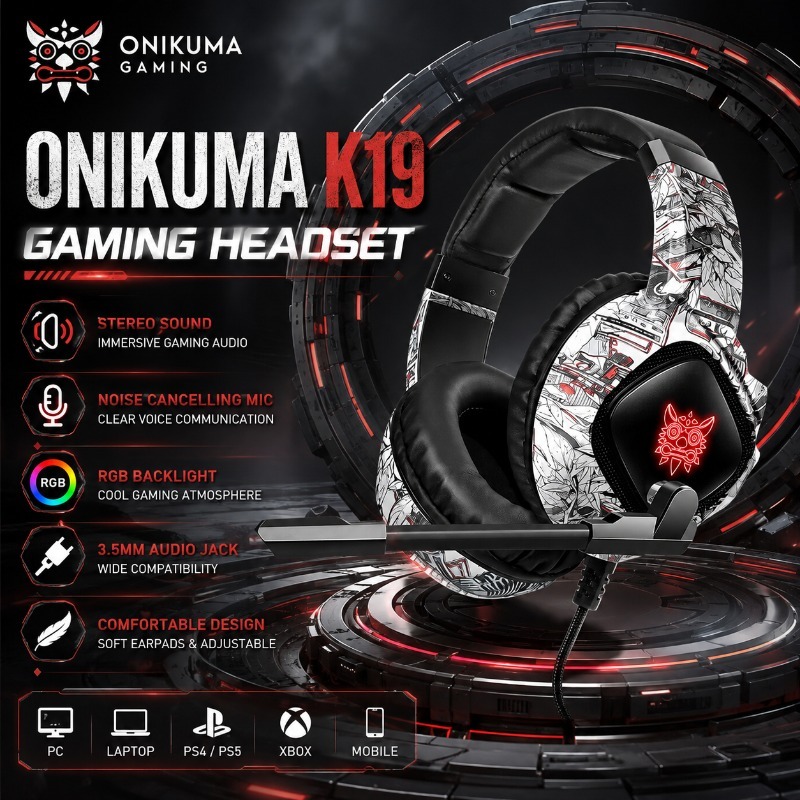 Gaming Console Zone - Słuchawki gamingowe ONIKUMA K19 przewodowe z