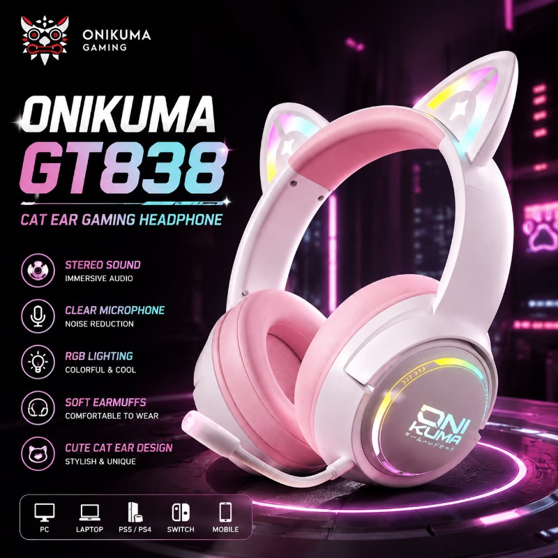 Gaming Console In Amazon - Słuchawki gamingowe ONIKUMA GT838 z kocimi