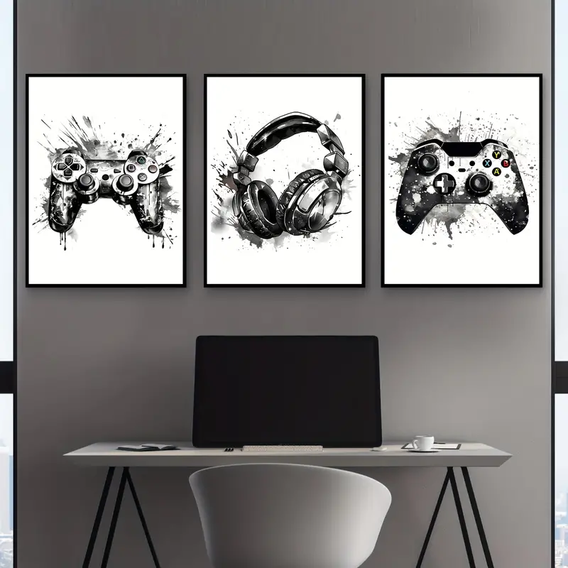 Gaming Console Kit - 3-częściowy bezramowy obraz na płótnie, zestaw