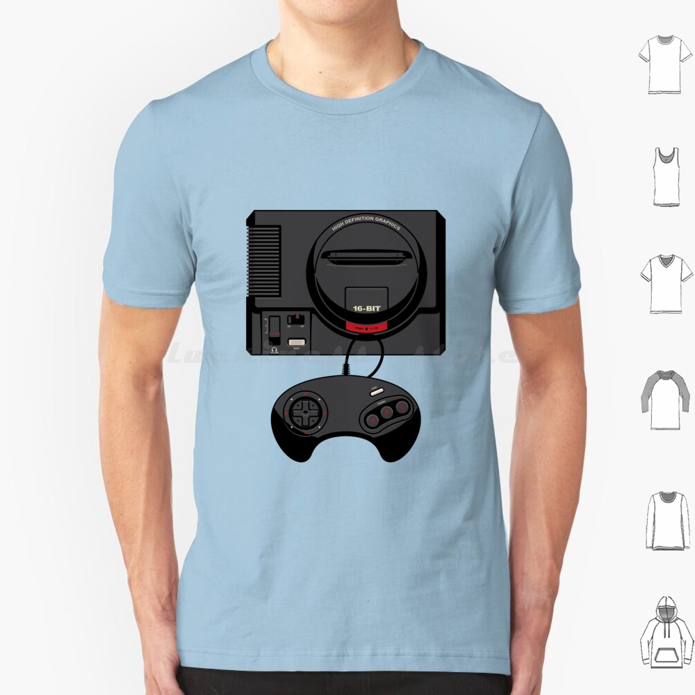 Gaming Console Genesis - Koszulka Retro Czarna 16-Bitowa Męska Damska
