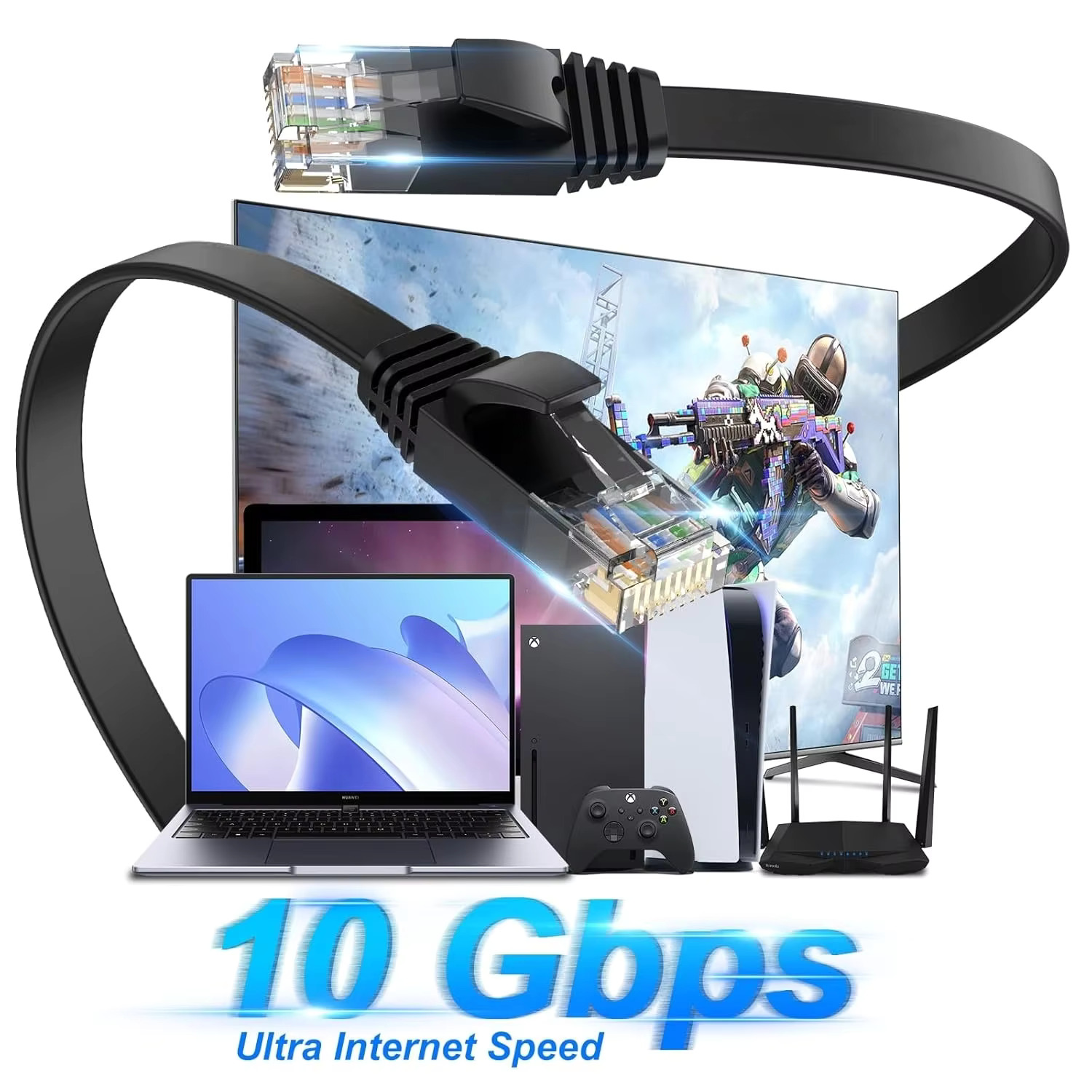 Płaski kabel Ethernet Cat 6, d – Lan Cable Gaming recenzja i cena